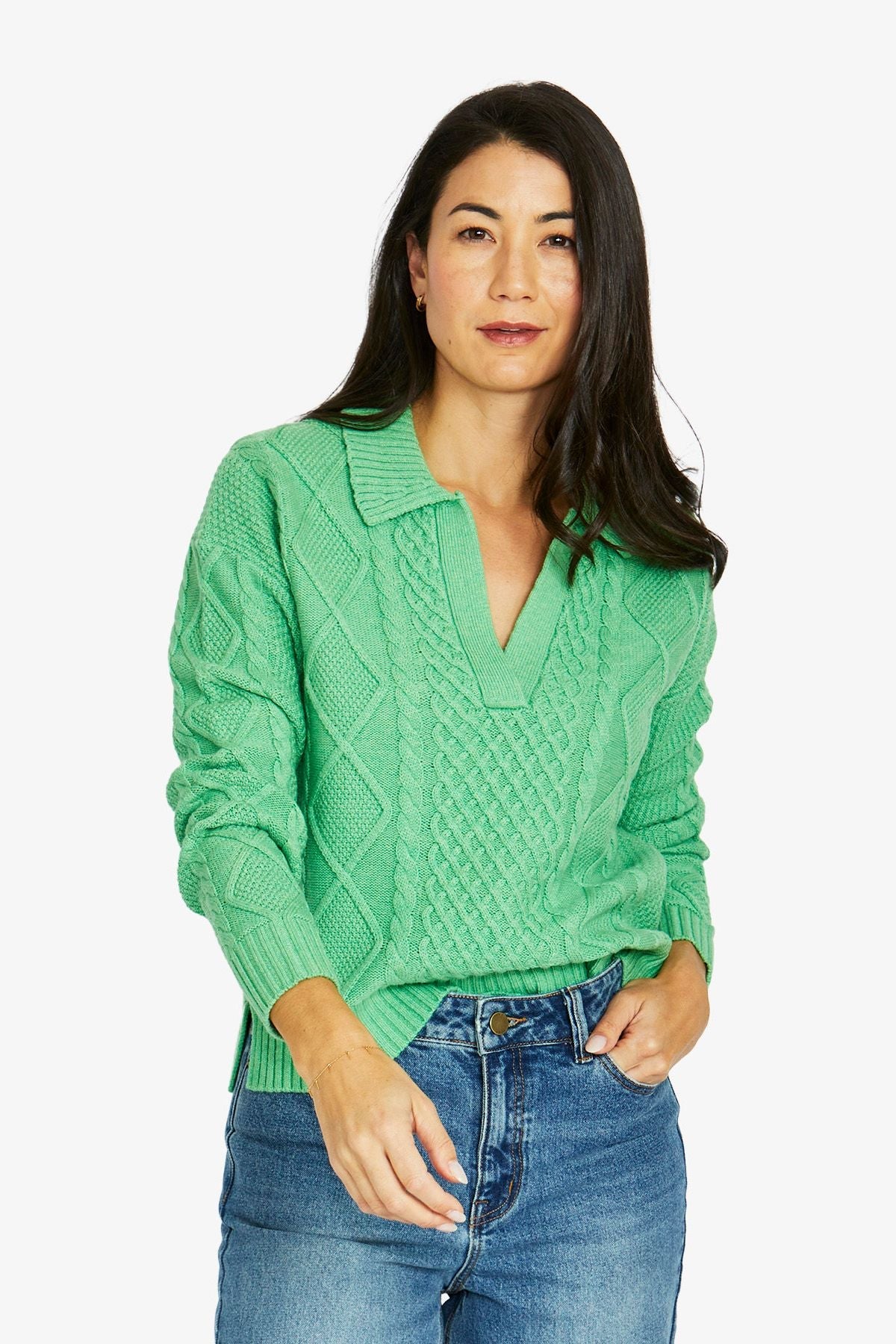 Collar Pattern Pullover Jump