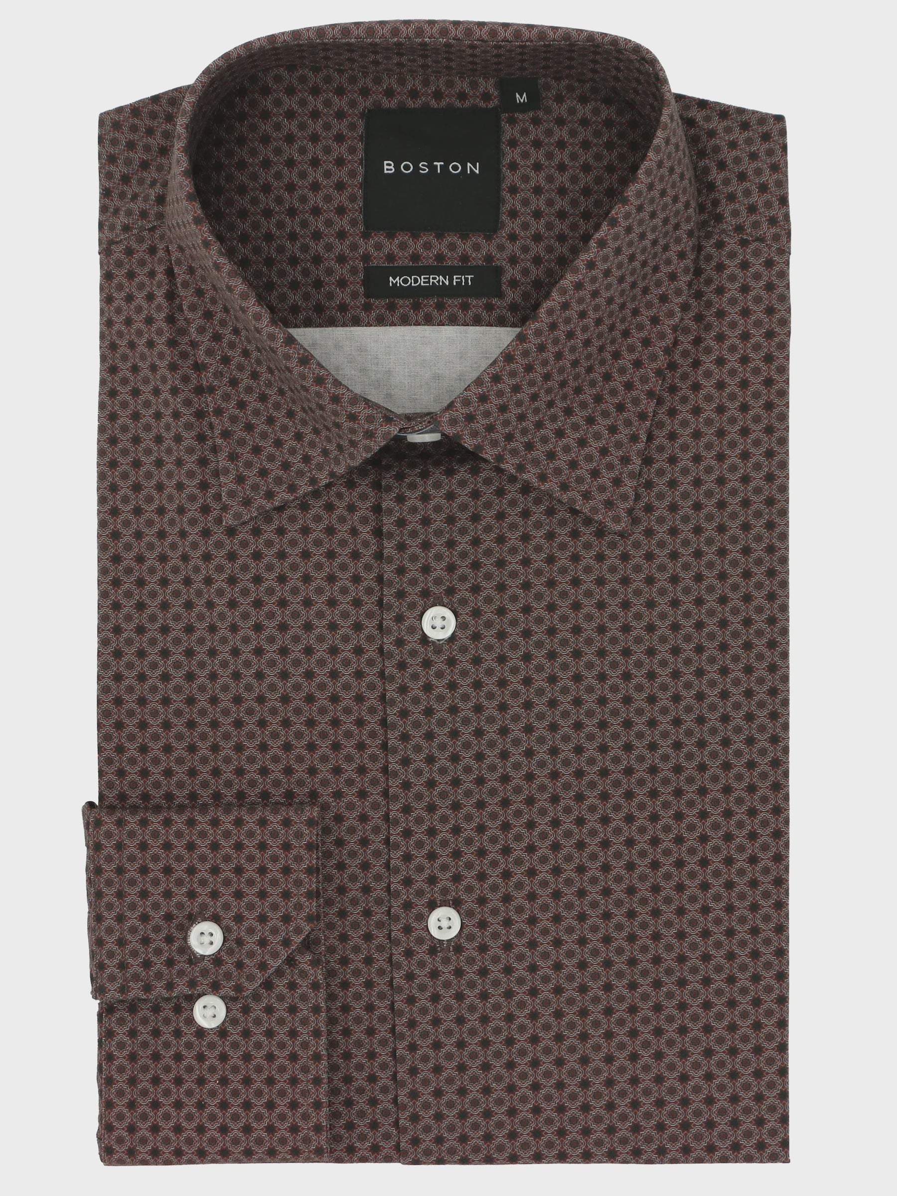 Lennox Brown Circle Tile Printed Shirt - Boston