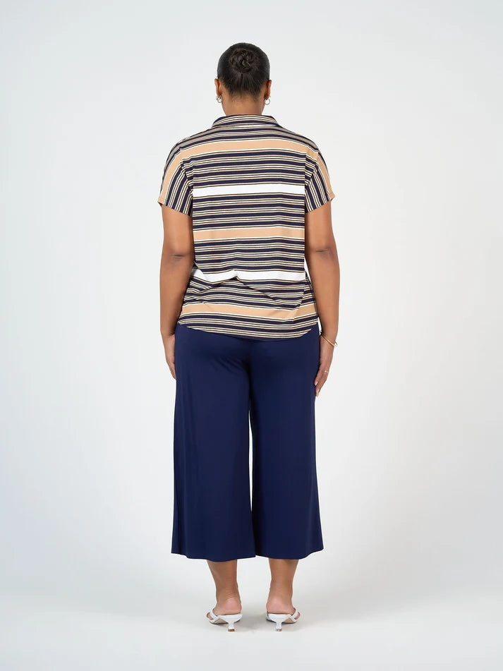 Rush Bamboo S/S Collared Polo Top Stripe - Lou Lou