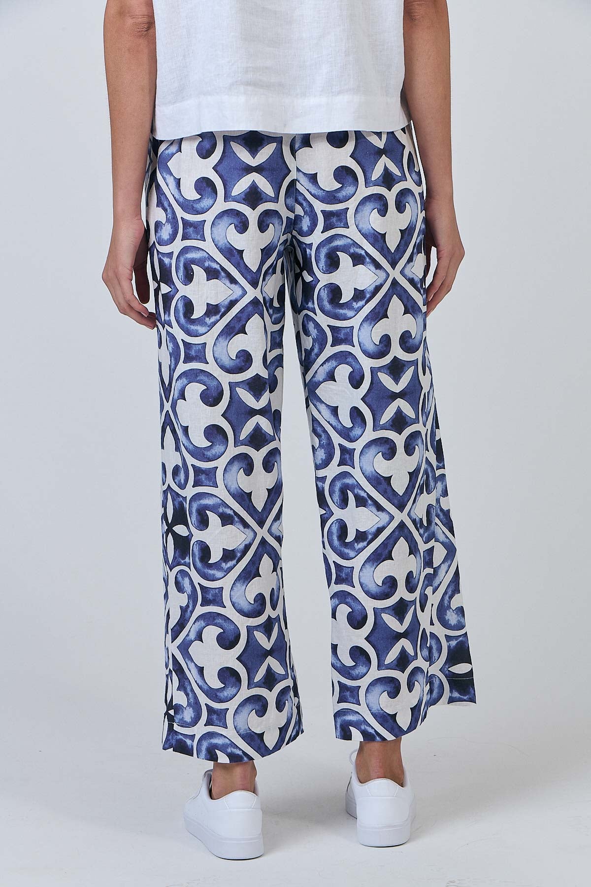 GA398 Wide Leg Tailored 100% Linen Pants