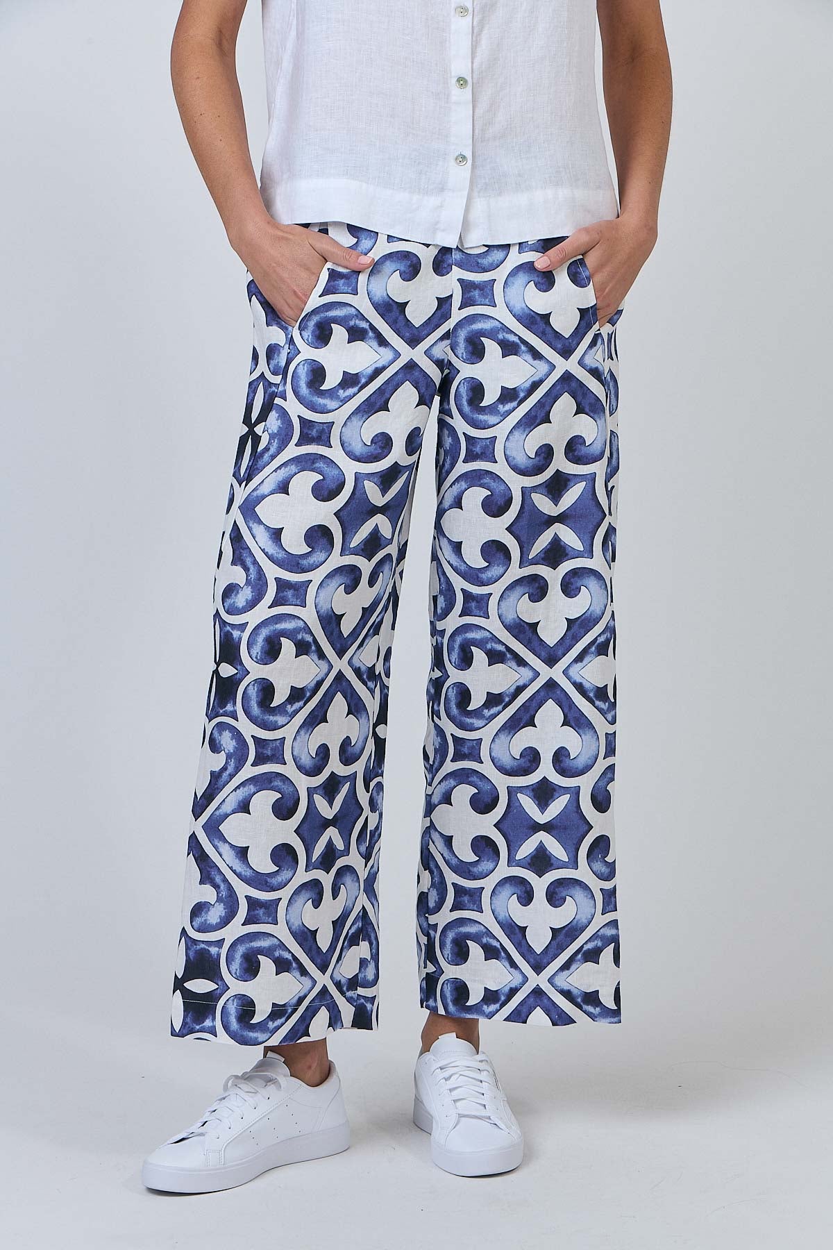 Wide Leg Tailored 100% Linen Pants - Naturals by O & J