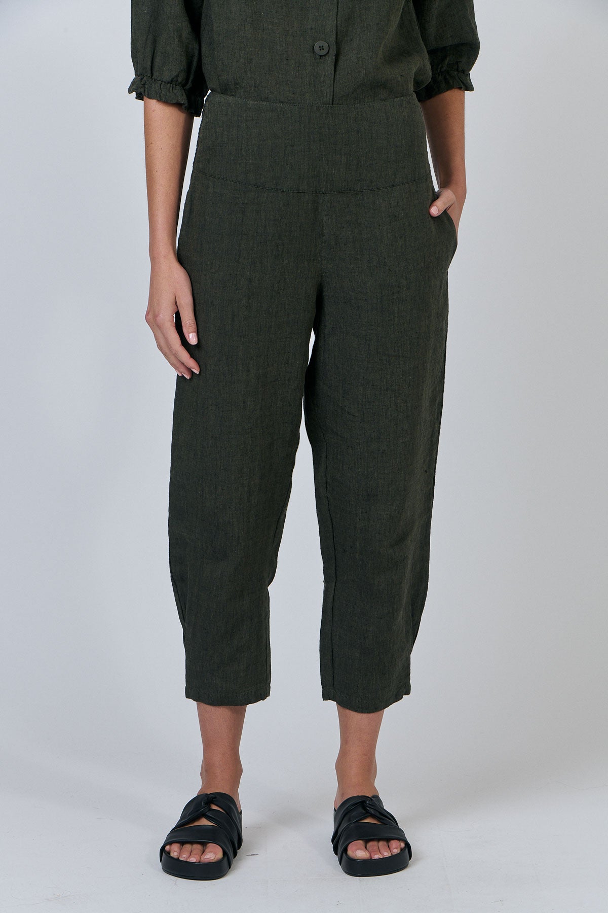 GA615 Wide Waistband Linen Pants
