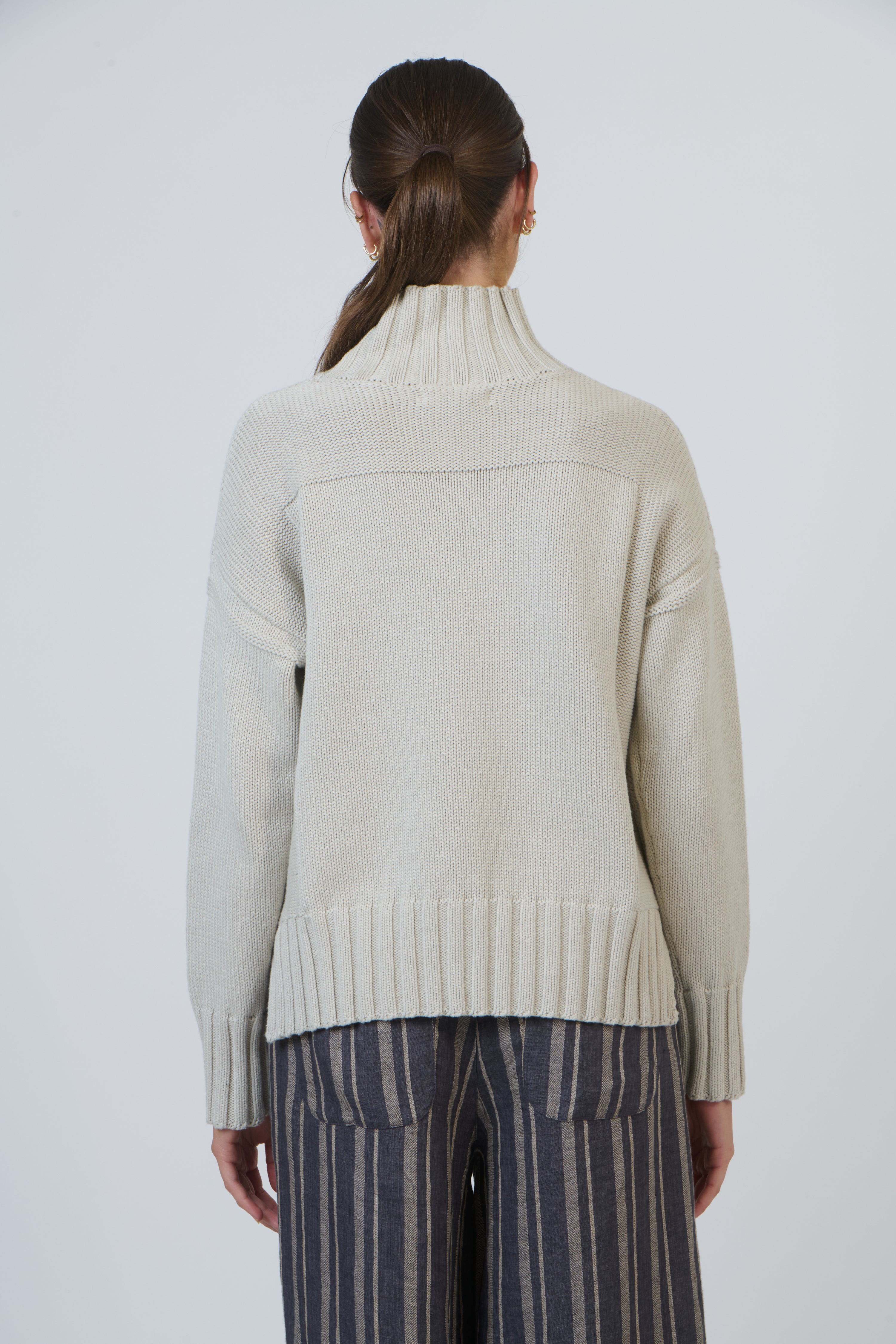 Cotton Turtleneck Jumper Wishbone Naturals by O & J