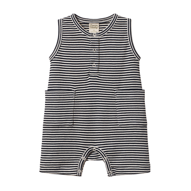 Camper Suit Navy Stripe - Nature Baby