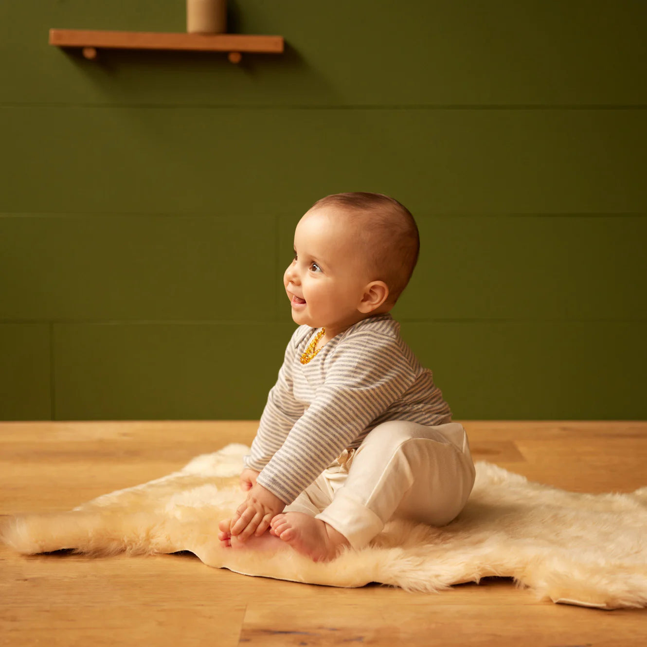 L/S Bodysuit Grey Marl Stripe Nature Baby