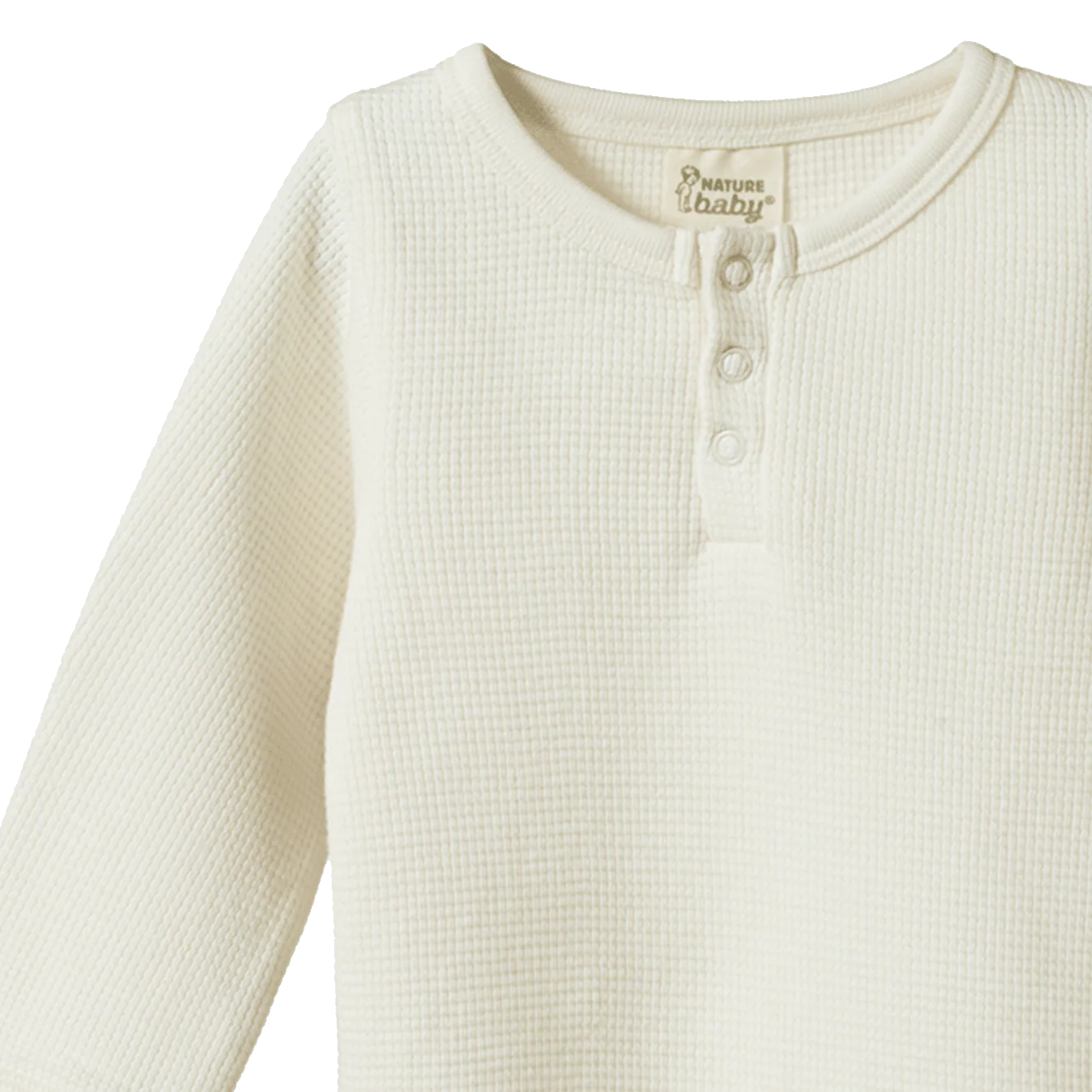 Henley L/S Bodysuit Waffle Natural Nature Baby
