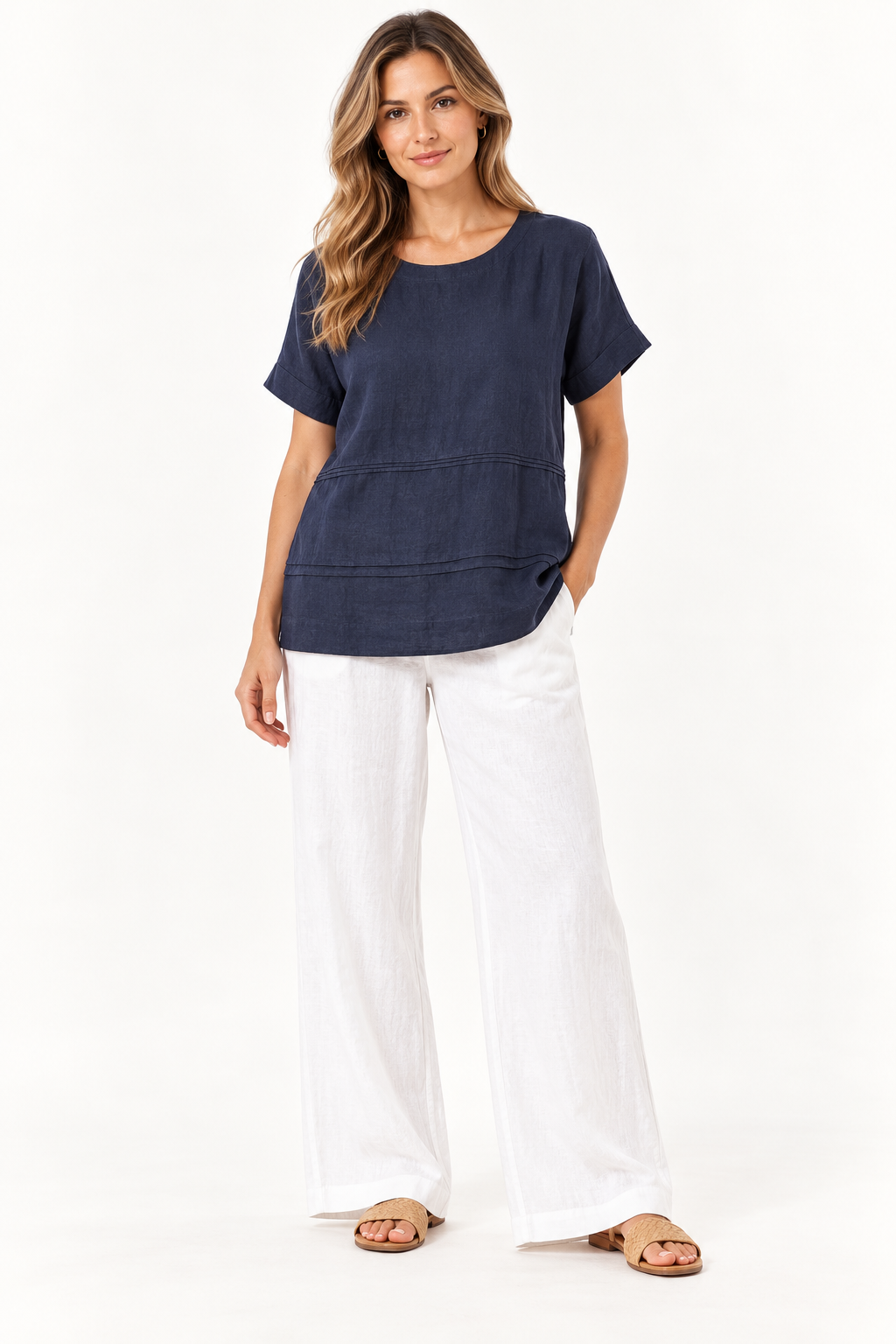 Navy Linen Top - Corfu