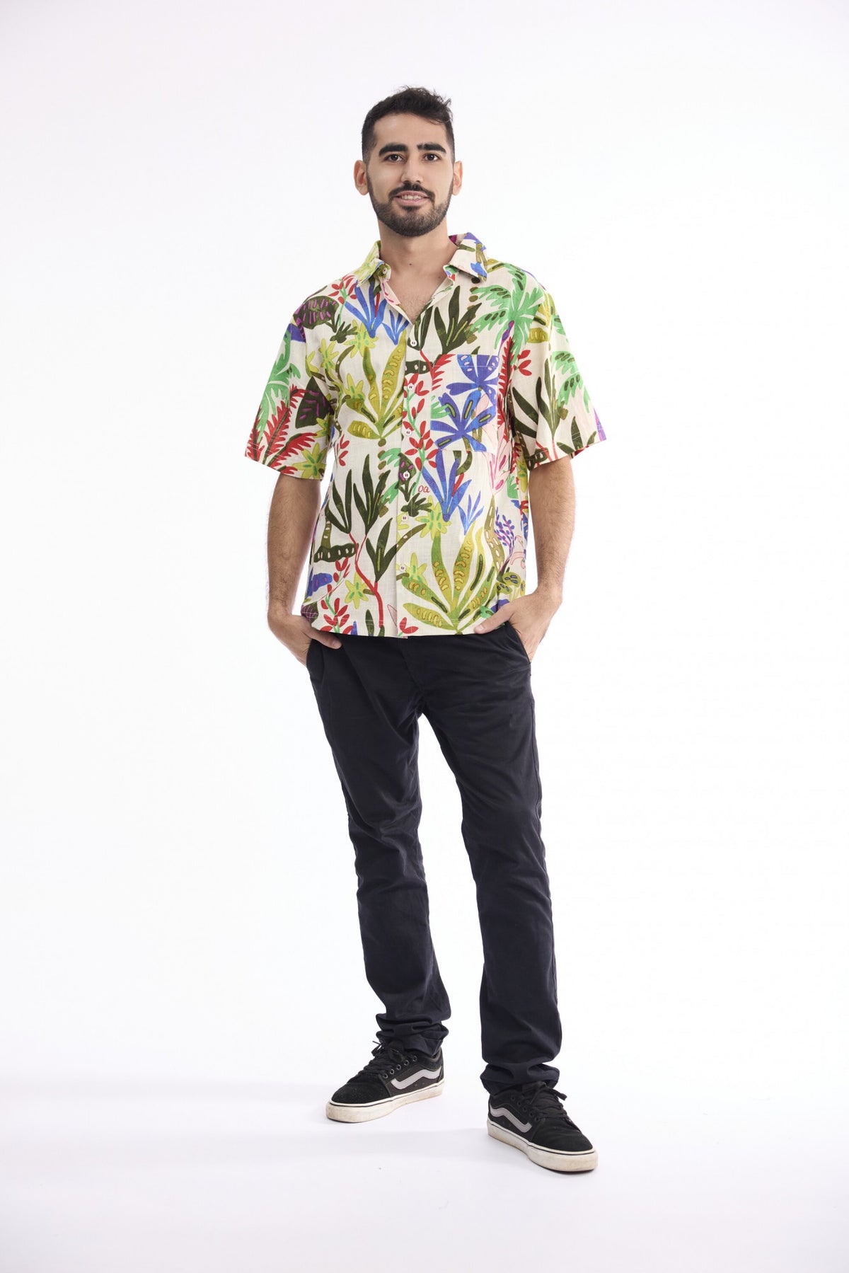 Men Shirt Short Sleeve Collar- Paloma-Orientique