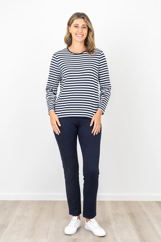 Heidi L/S Stripe Top Navy Renoma