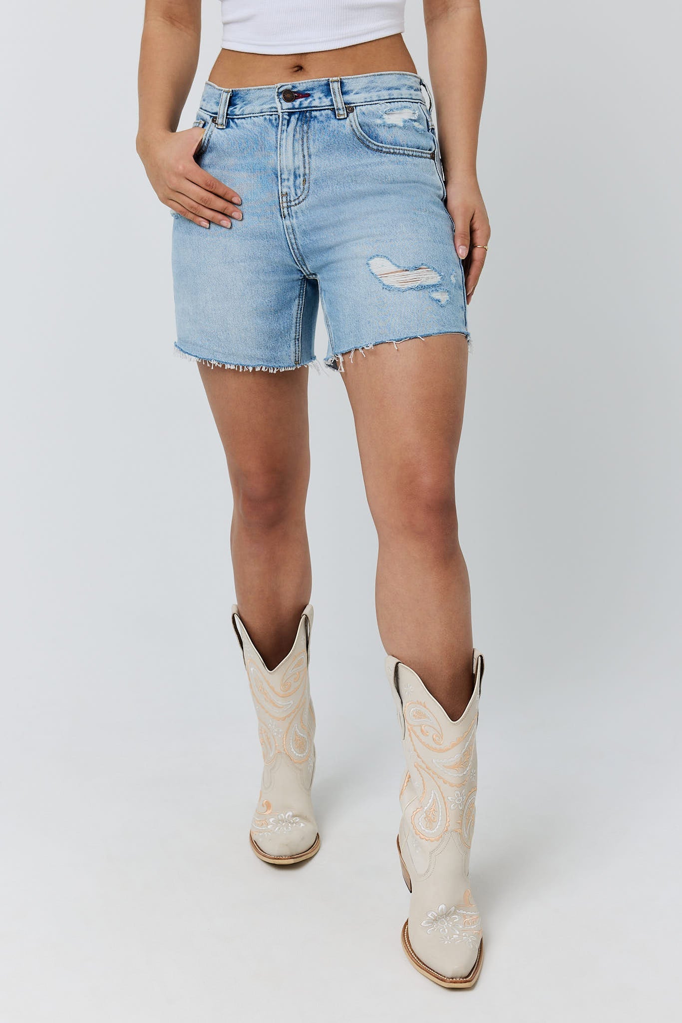 Hailey Womens Mid Rise Classic Short Vintage Lt Blue - Ringers Western