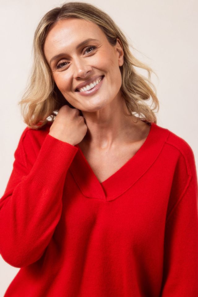 100% Merino Wool V Neck Sweater See Saw