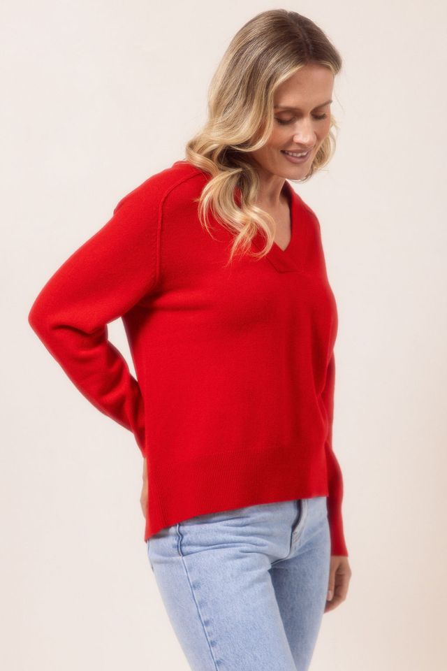 100% Merino Wool V Neck Sweater See Saw