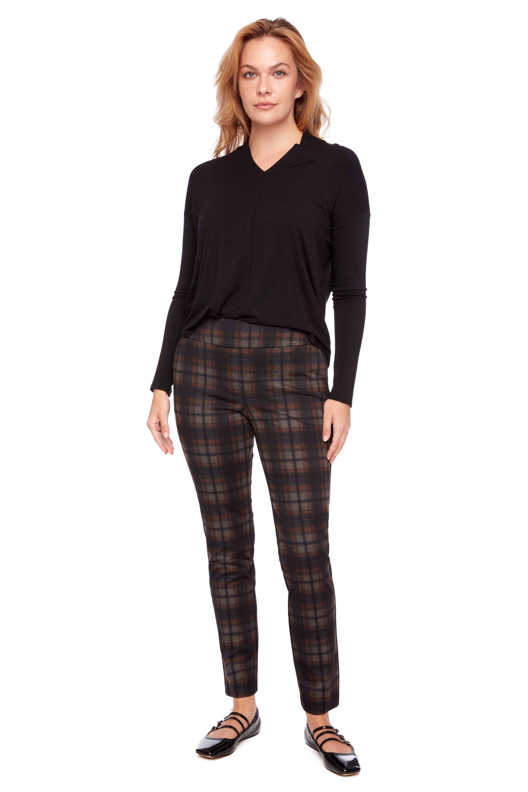 Ballina Plaid Ponte Full Length Pant - 68238UP