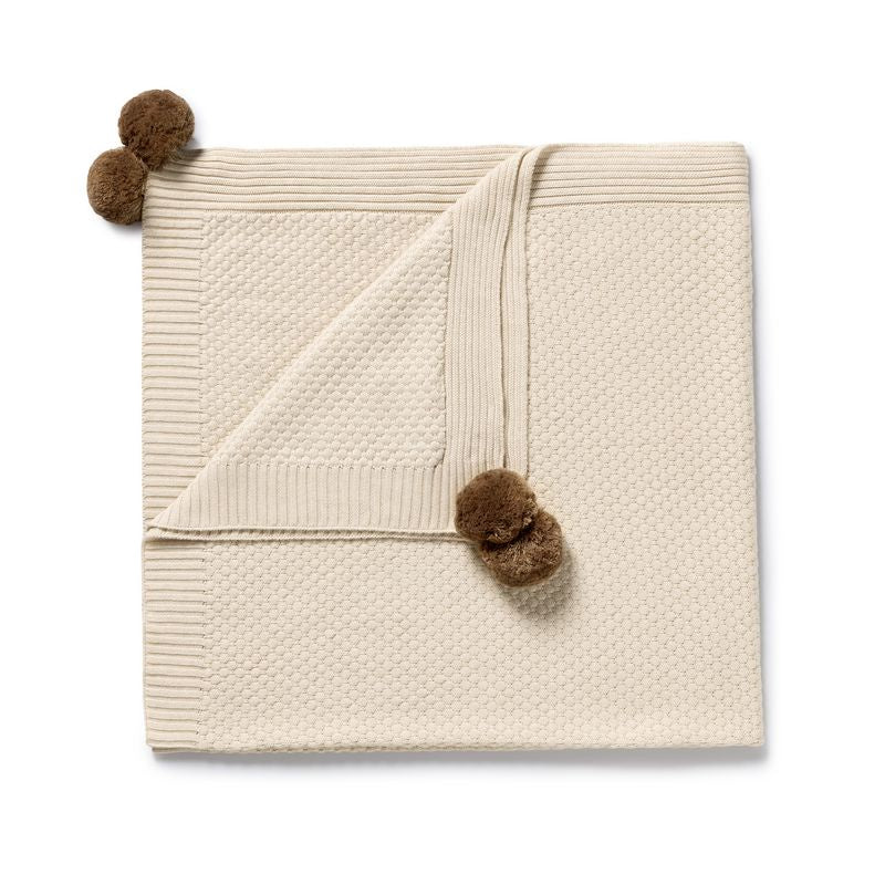 Organic Knitted Bubble Blanket Cream - Wilson + Frenchy