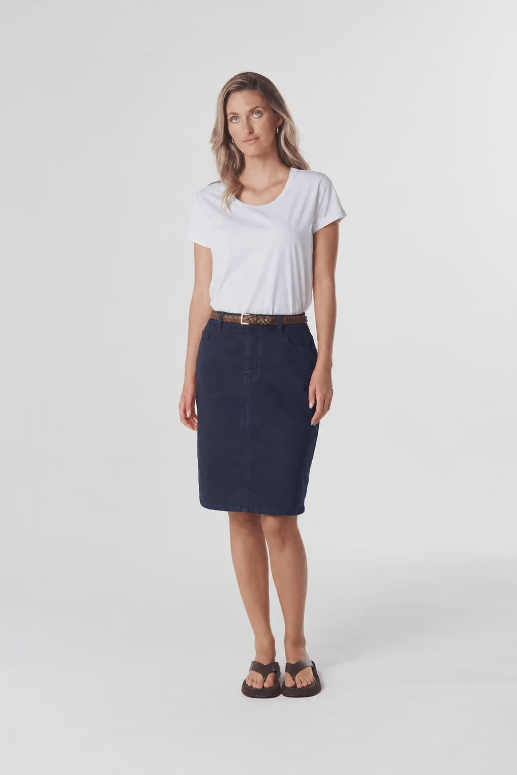 5 Pocket Knee Length Skirt Dark Navy - Goondiwindi