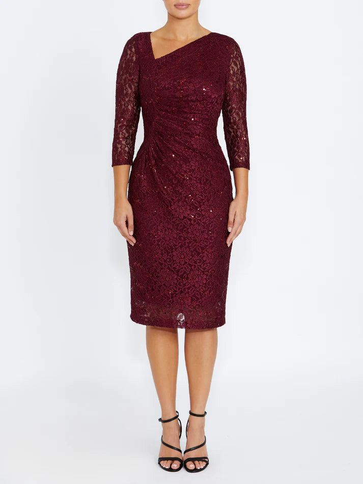 Leighton Stretch Lace Asymmetrical Dress