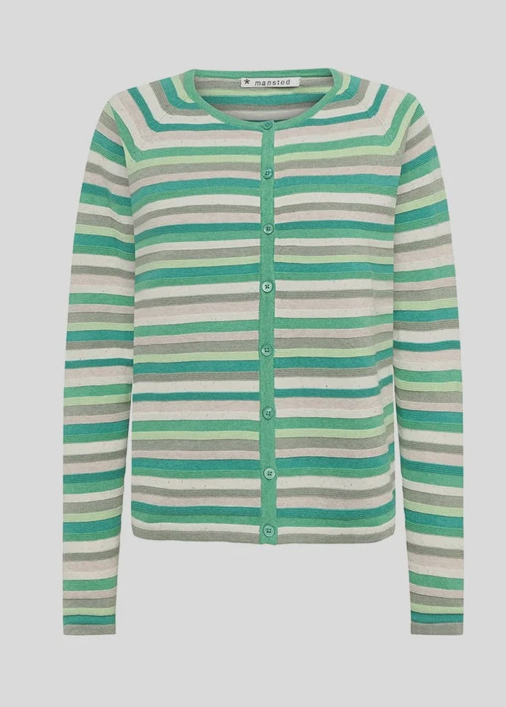 Anna Eco Link Stripe Cardigan Green - Mansted