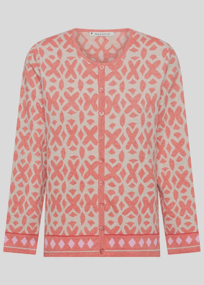 Tide Cotton Jacquard Cardigan Sft Red - Mansted