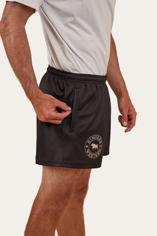 123049RW Mens Footy Shorts - Black