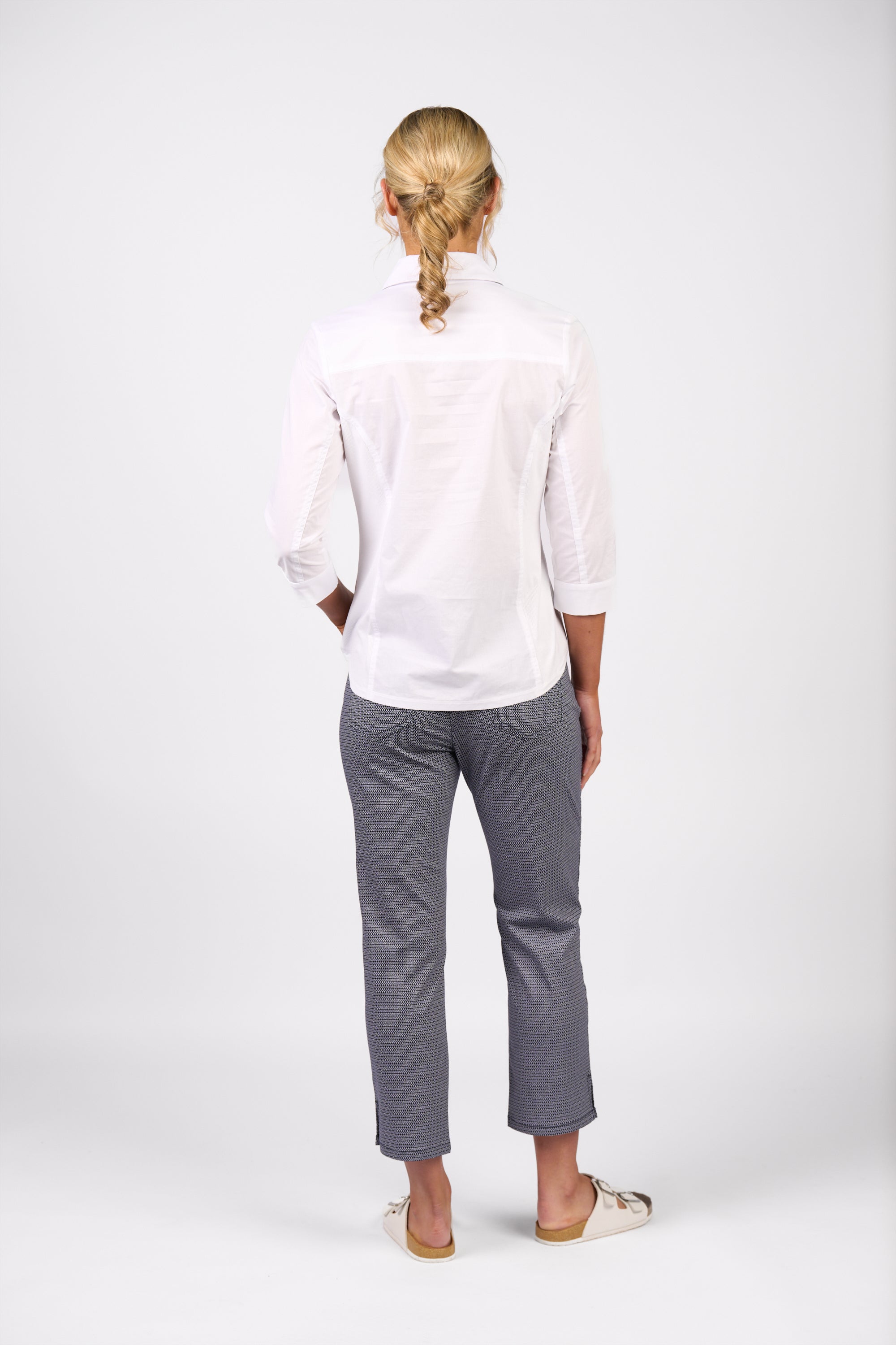 4032 Plain Button Up Shirt With Rib Panels