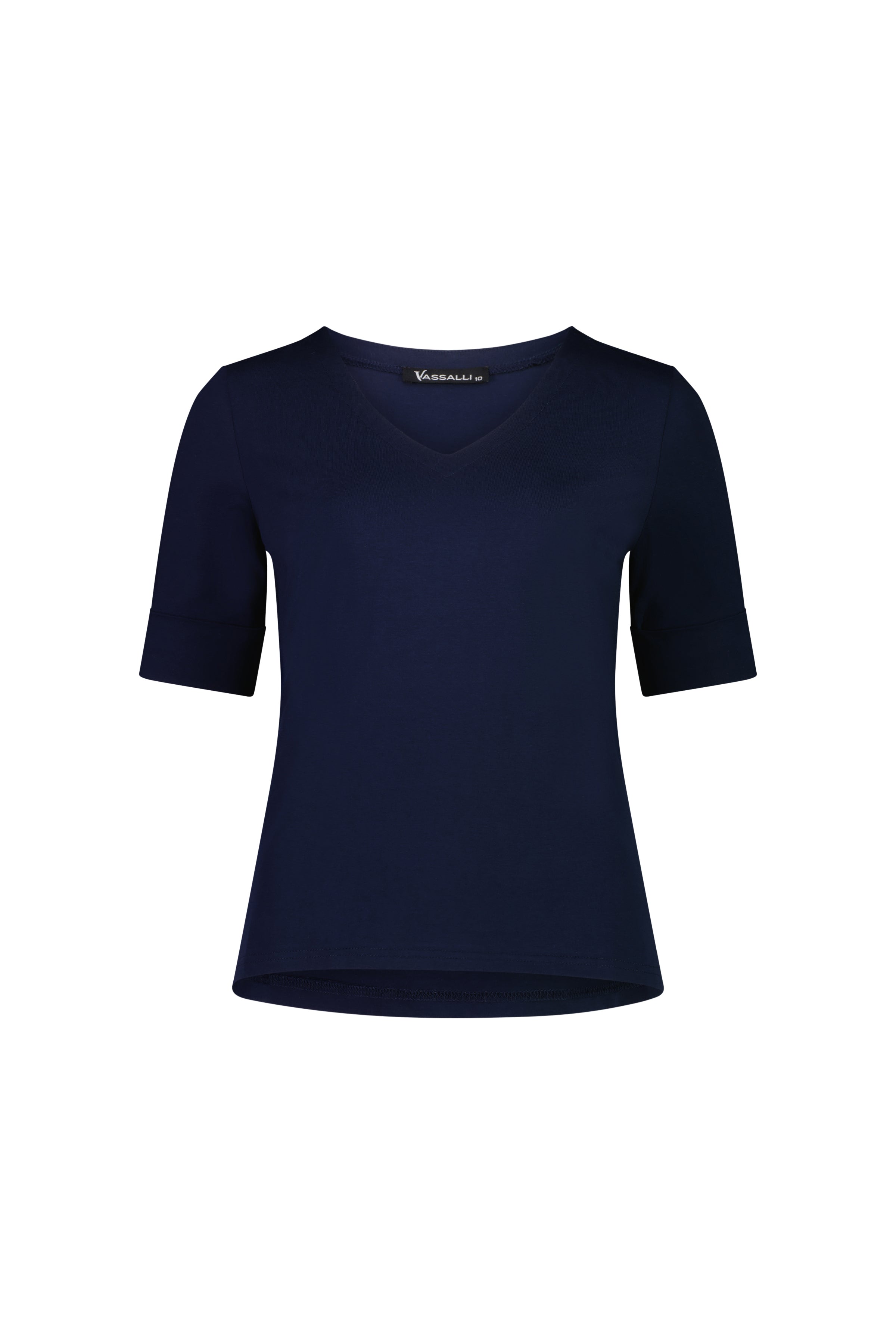 4264 V Neck Top with Cuffed Sleeve