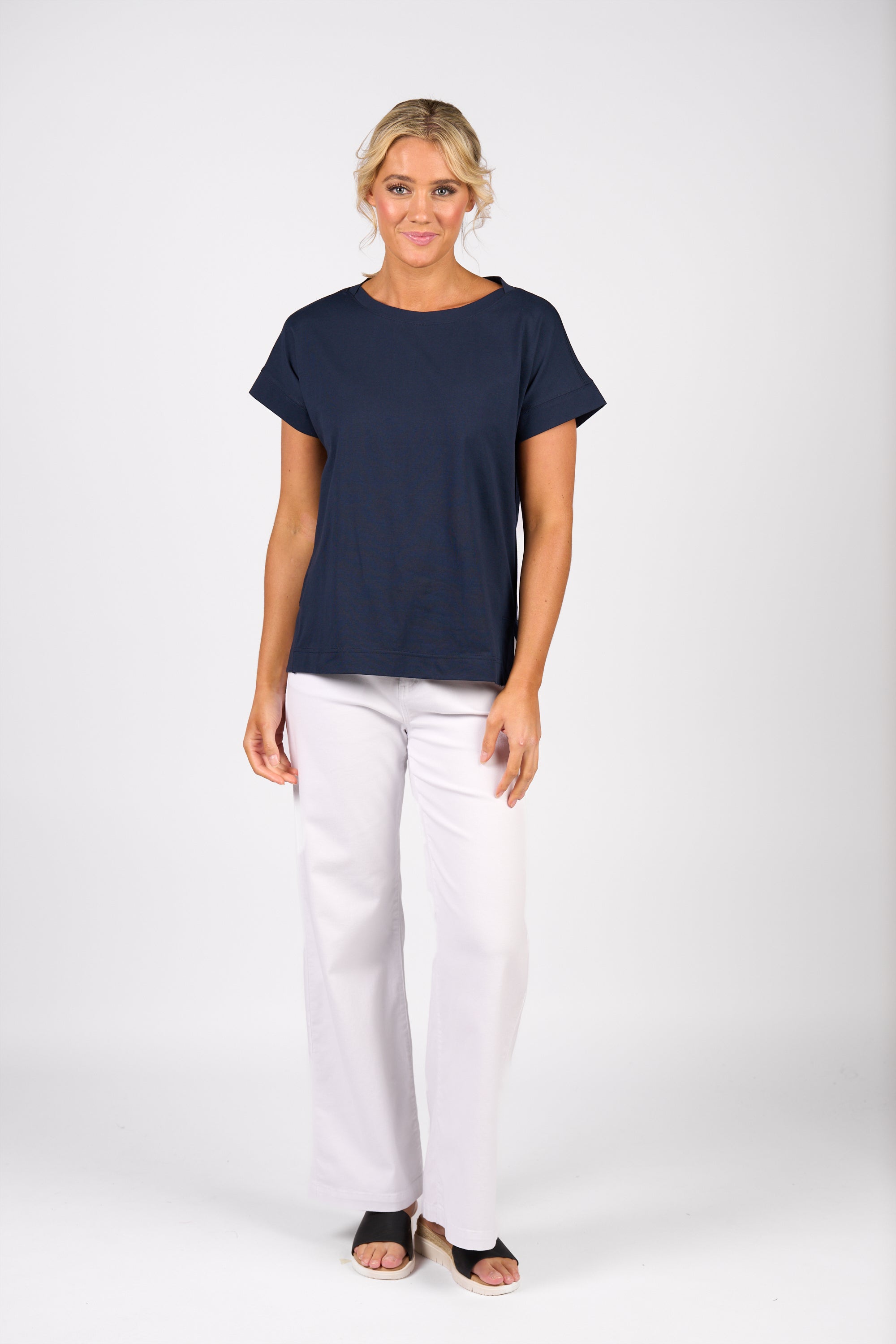 4363 Drop Sleeve Top with Stepped Hem