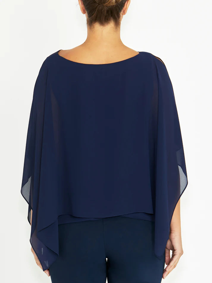 Silvana Navy Chiffon Top Anthea Crawford