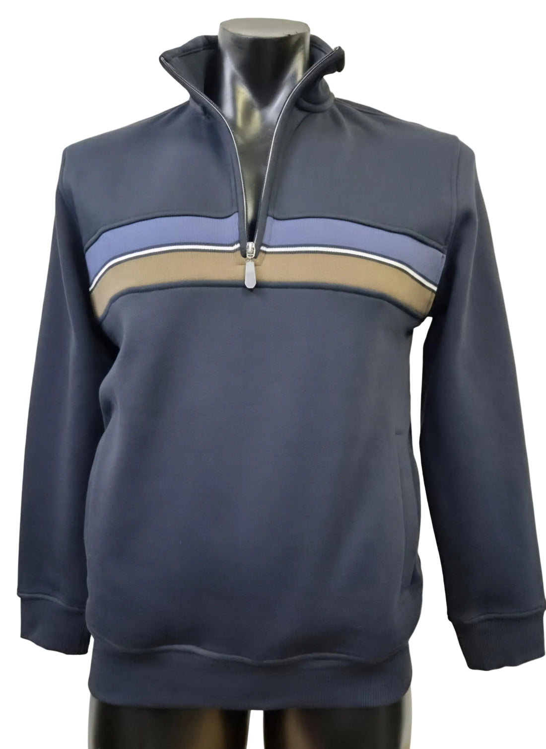 Brushed Fleece Striped Sweater - Back Bay