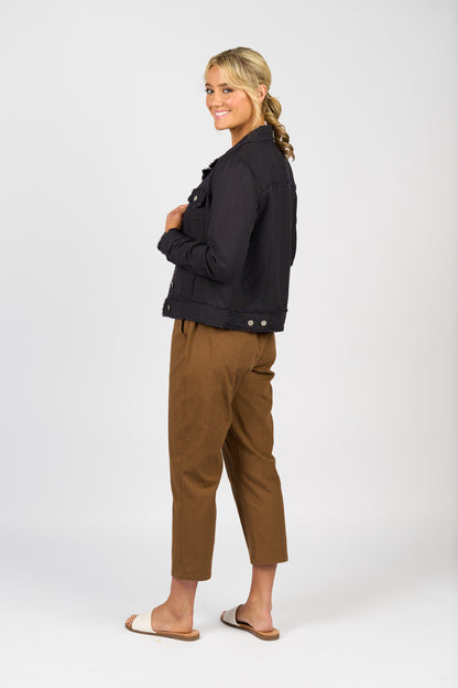 2026A Linen Jacket with Frayed Seams