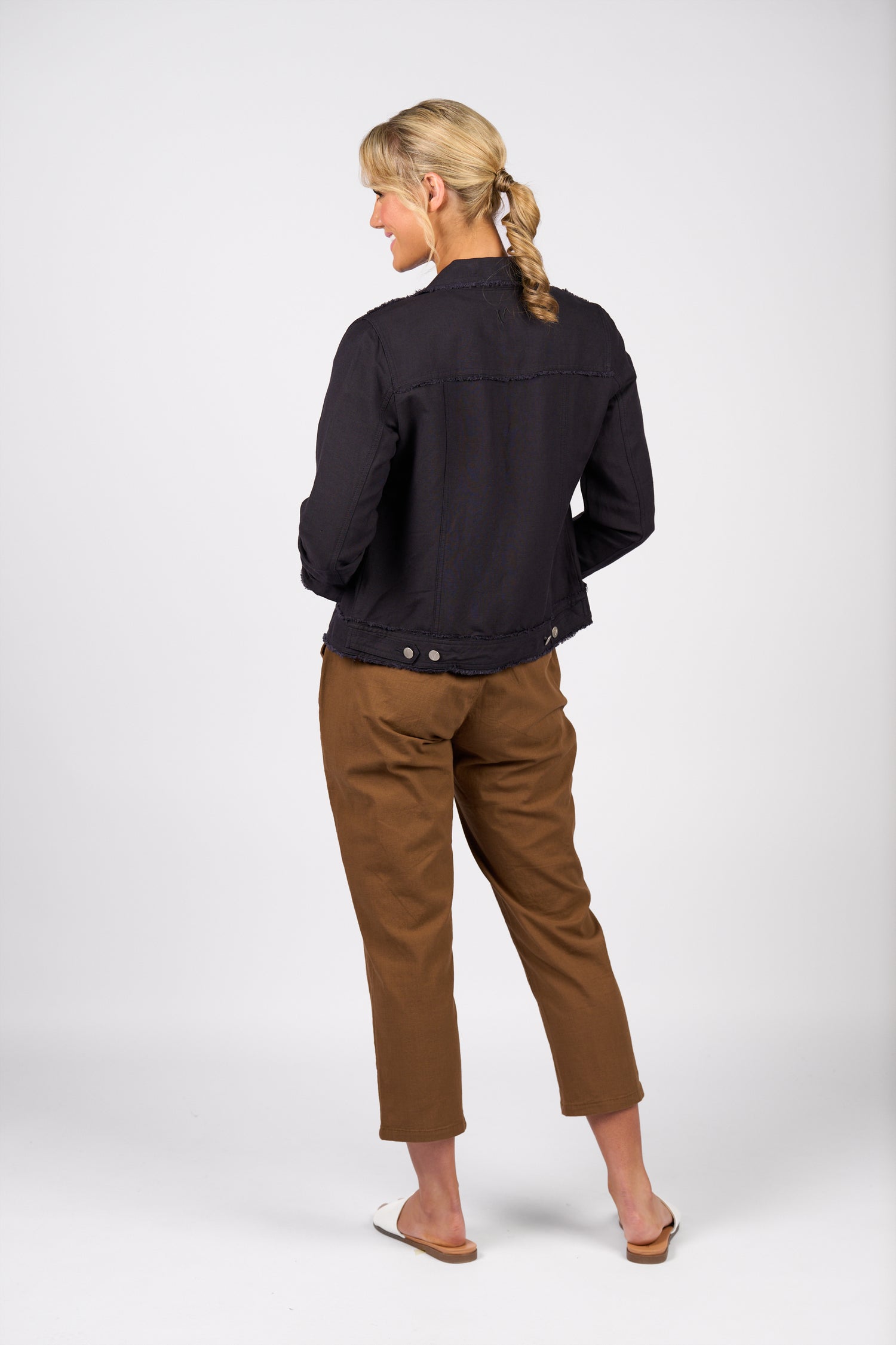 2026A Linen Jacket with Frayed Seams