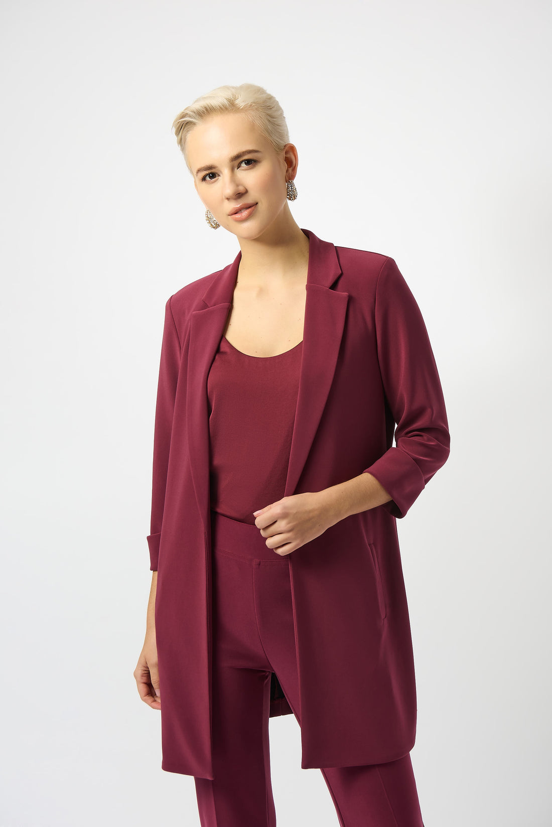 233304F25 Long Open Front Blazer