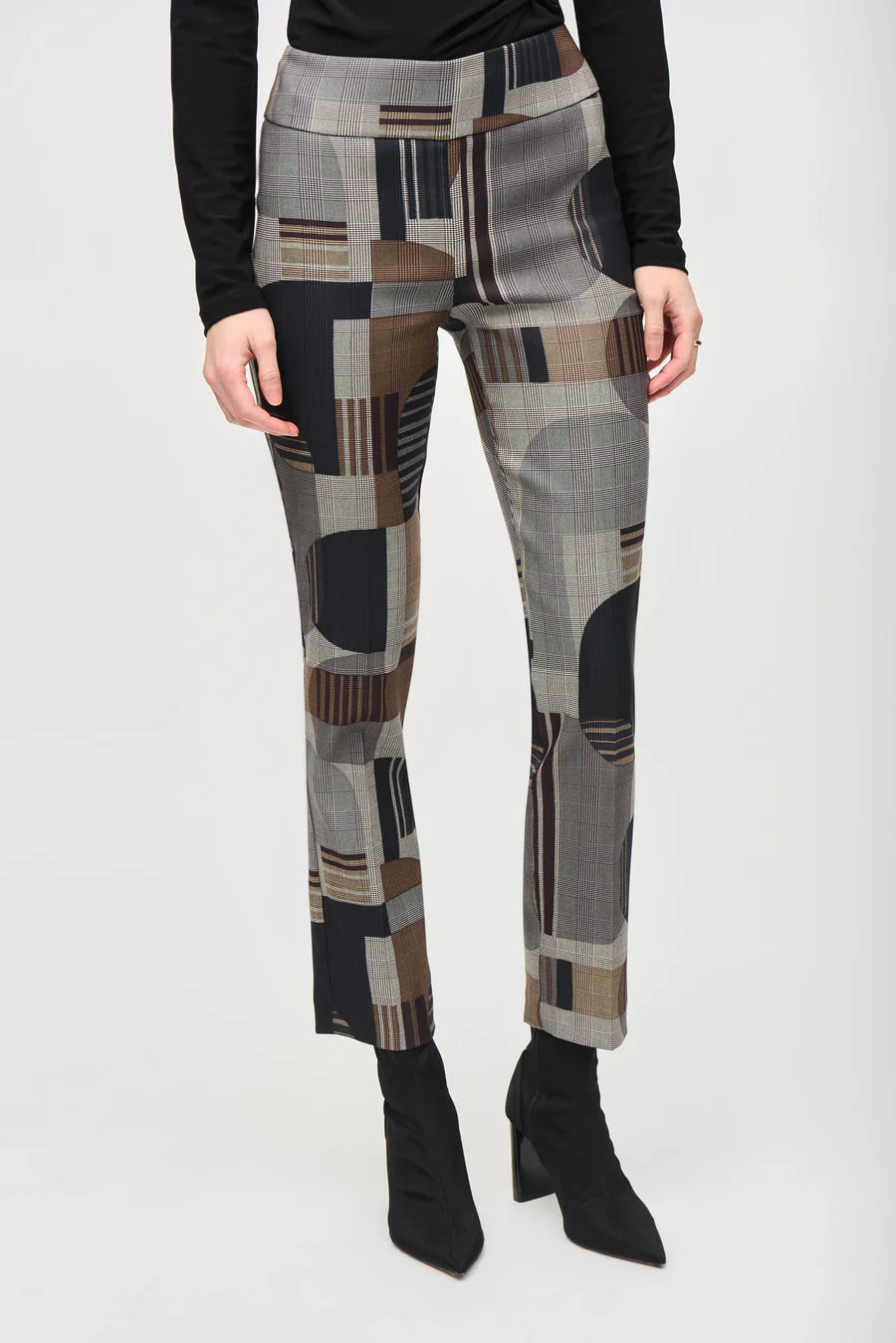 243299 Bohemian Abstract Print Straight Pull On Pants