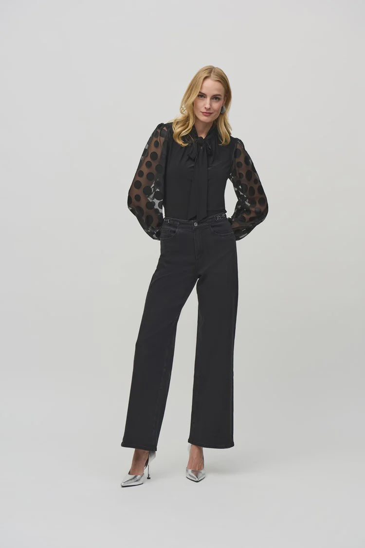 244019 Polka Dot Bishop Sleeve Pullover