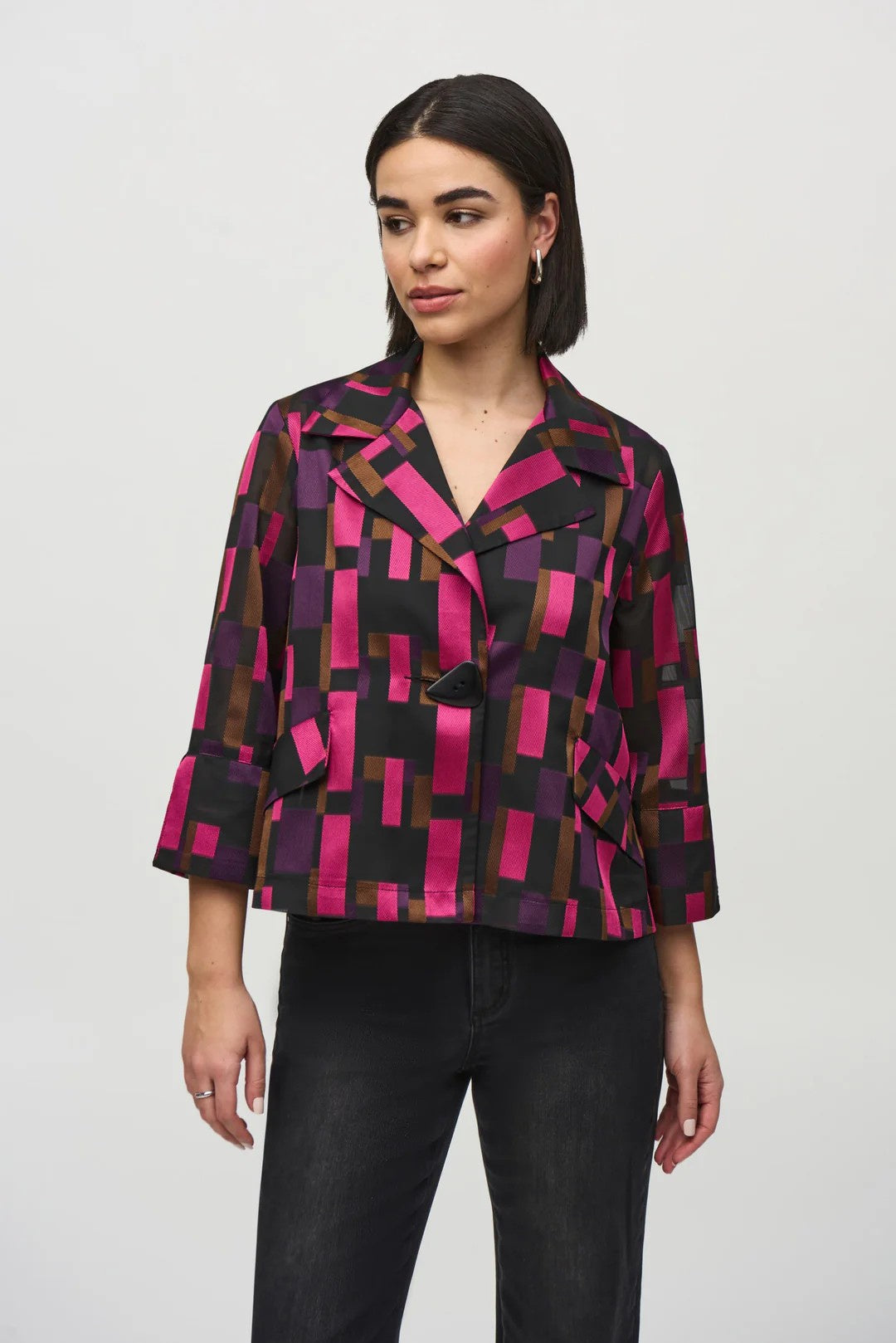 Multi Geometric Print Swing Jacket