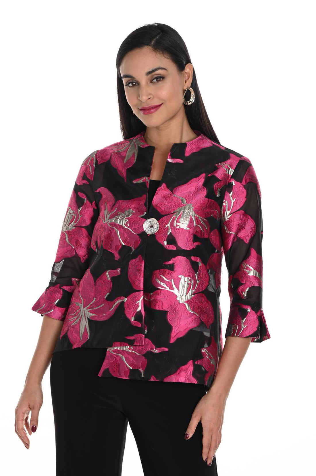 249247 Woven Jacket Black/Fushia