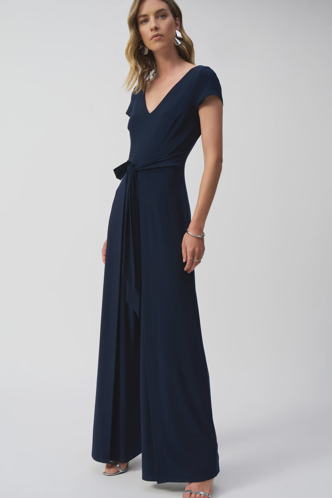 251049 V Neck Belted Jumpsuit