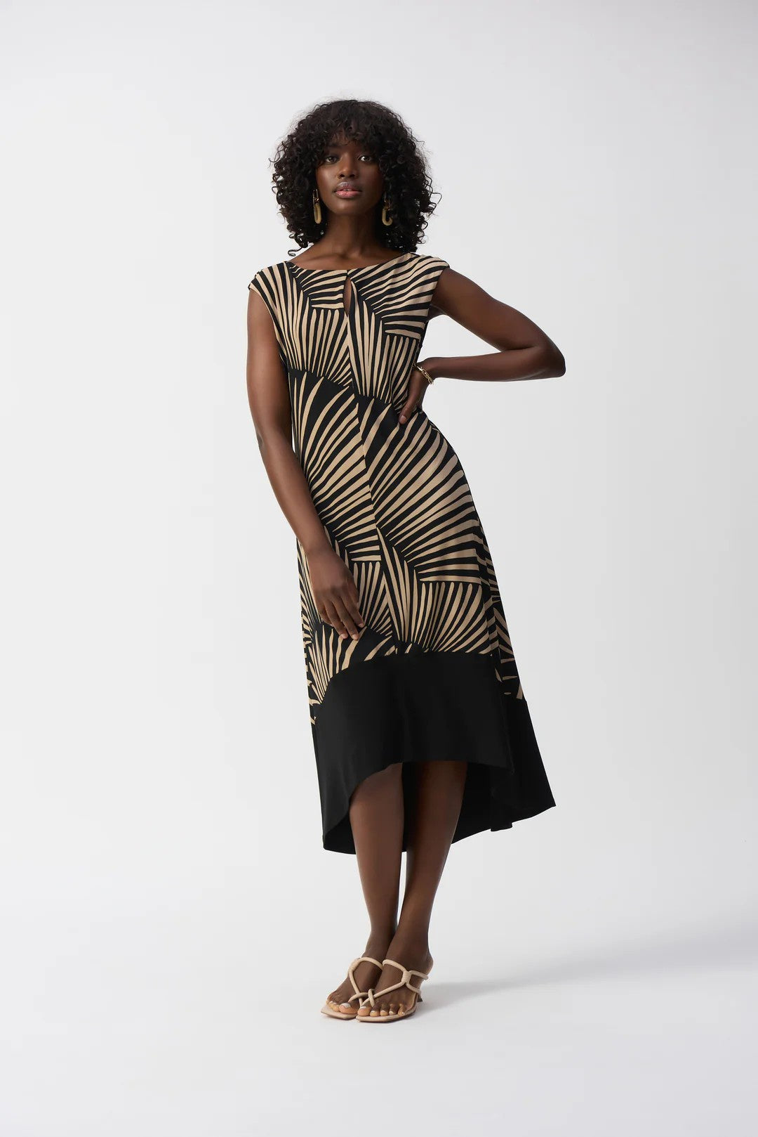 Tropical Print High-Low Dress