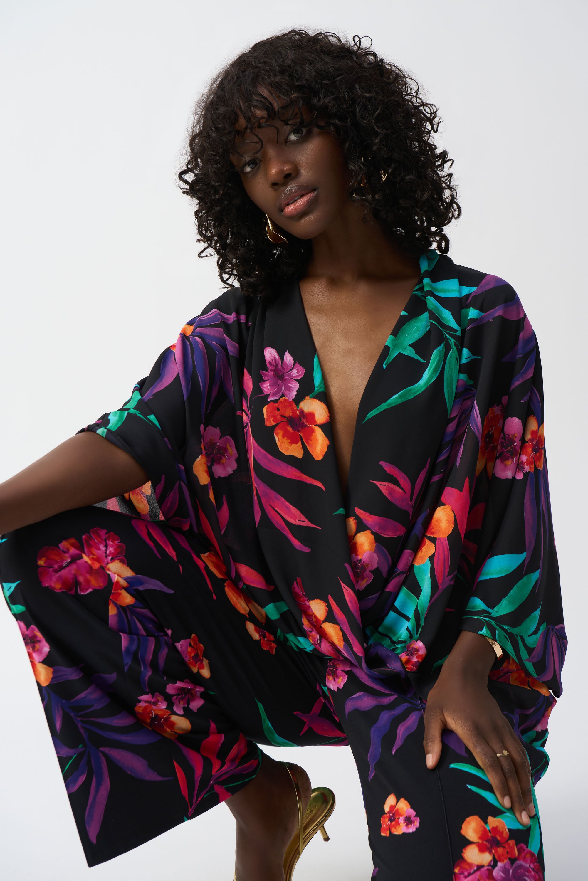 251127 Georgette Tropical Print Wrap