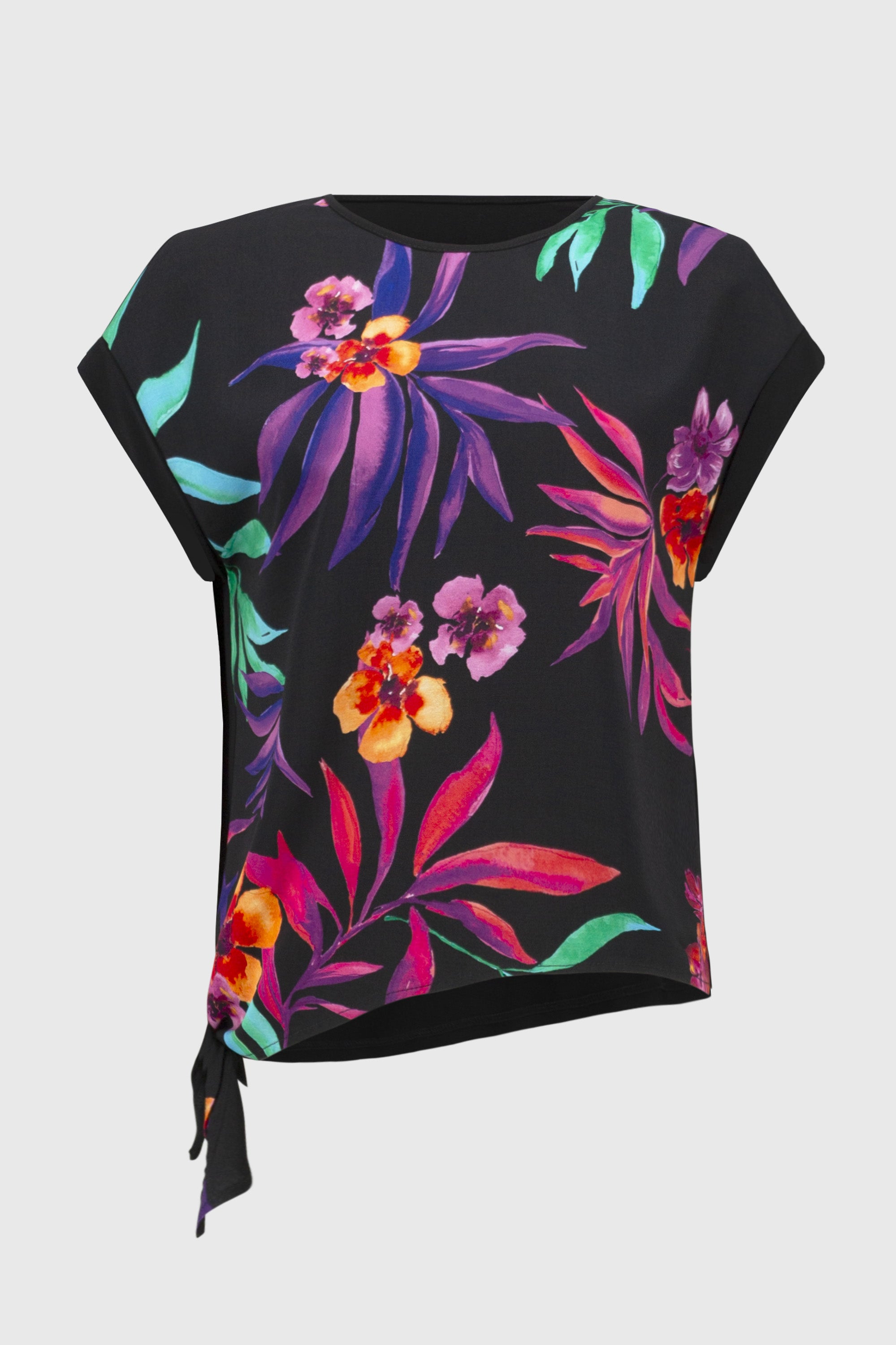 Silky Knit and Georgette Tropical Boxy Top