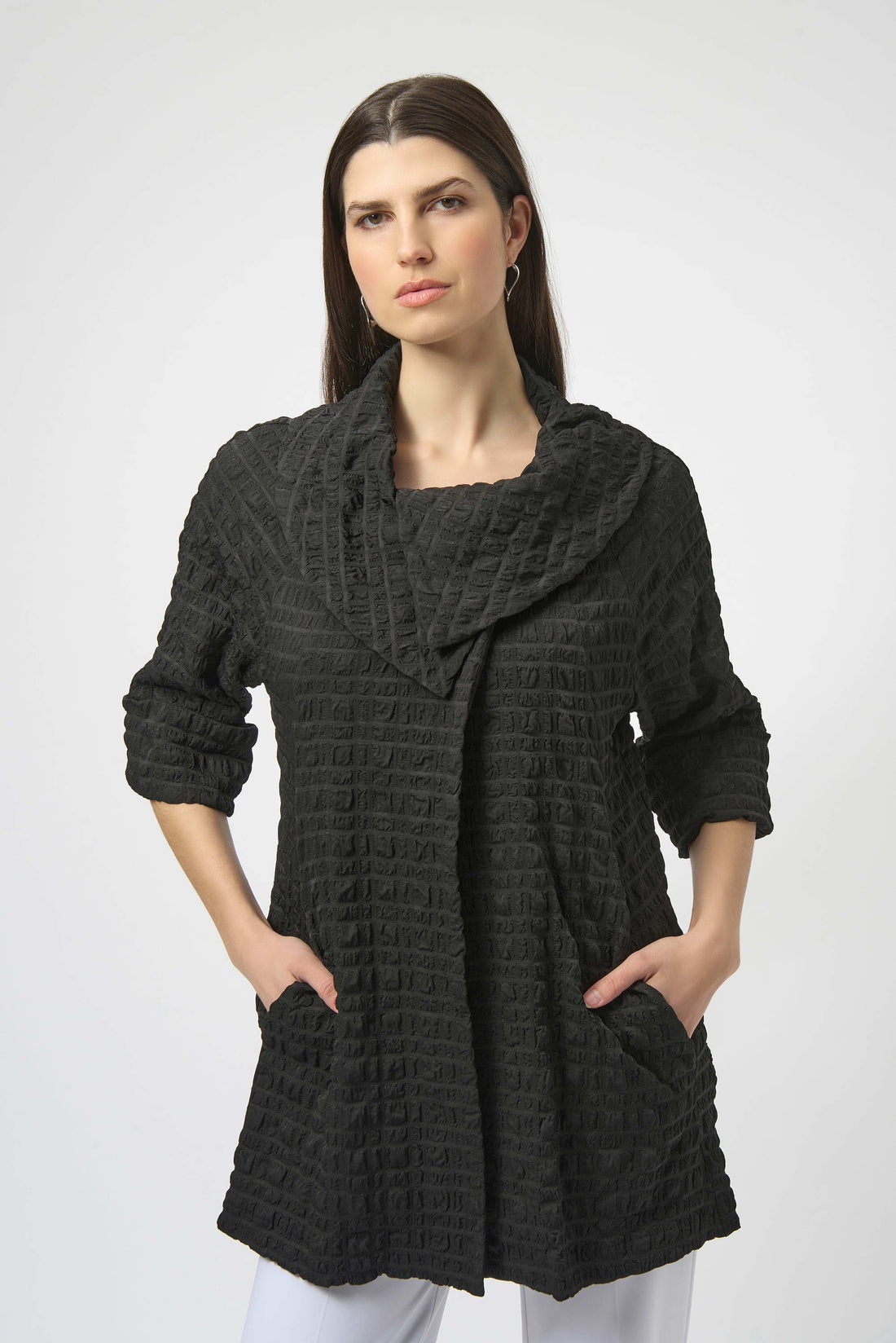 Bubble Jacquard Trapeze Coat - Joseph Ribkoff