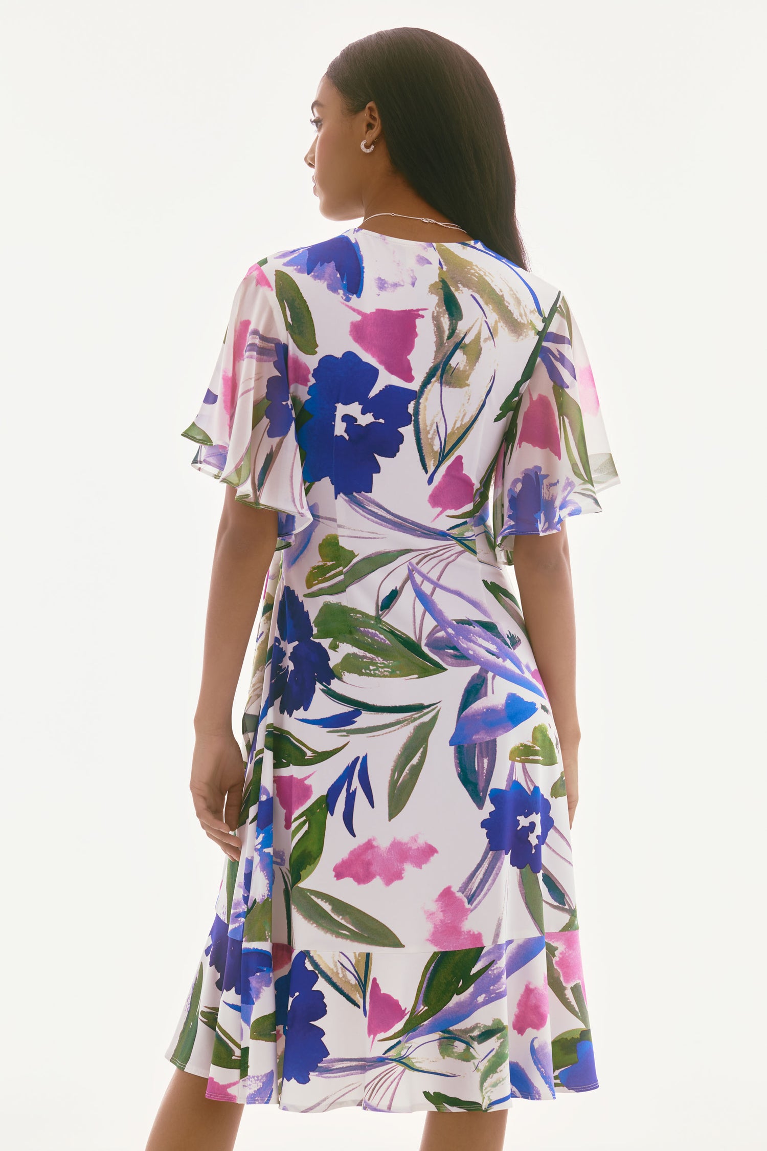 251707 - Signature Silky Knit &amp; Chiffon Floral Wrap Dress
