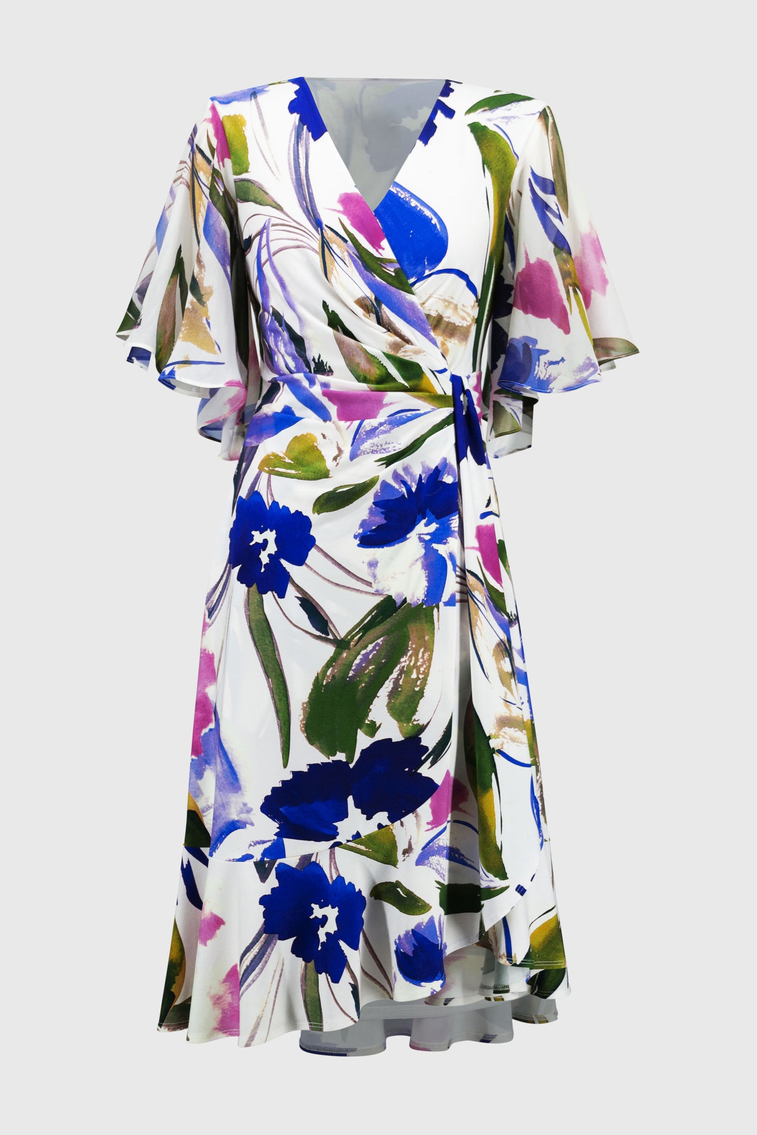 251707 - Signature Silky Knit &amp; Chiffon Floral Wrap Dress