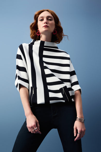 Jacquard Stripe Sweater Knit Pullover