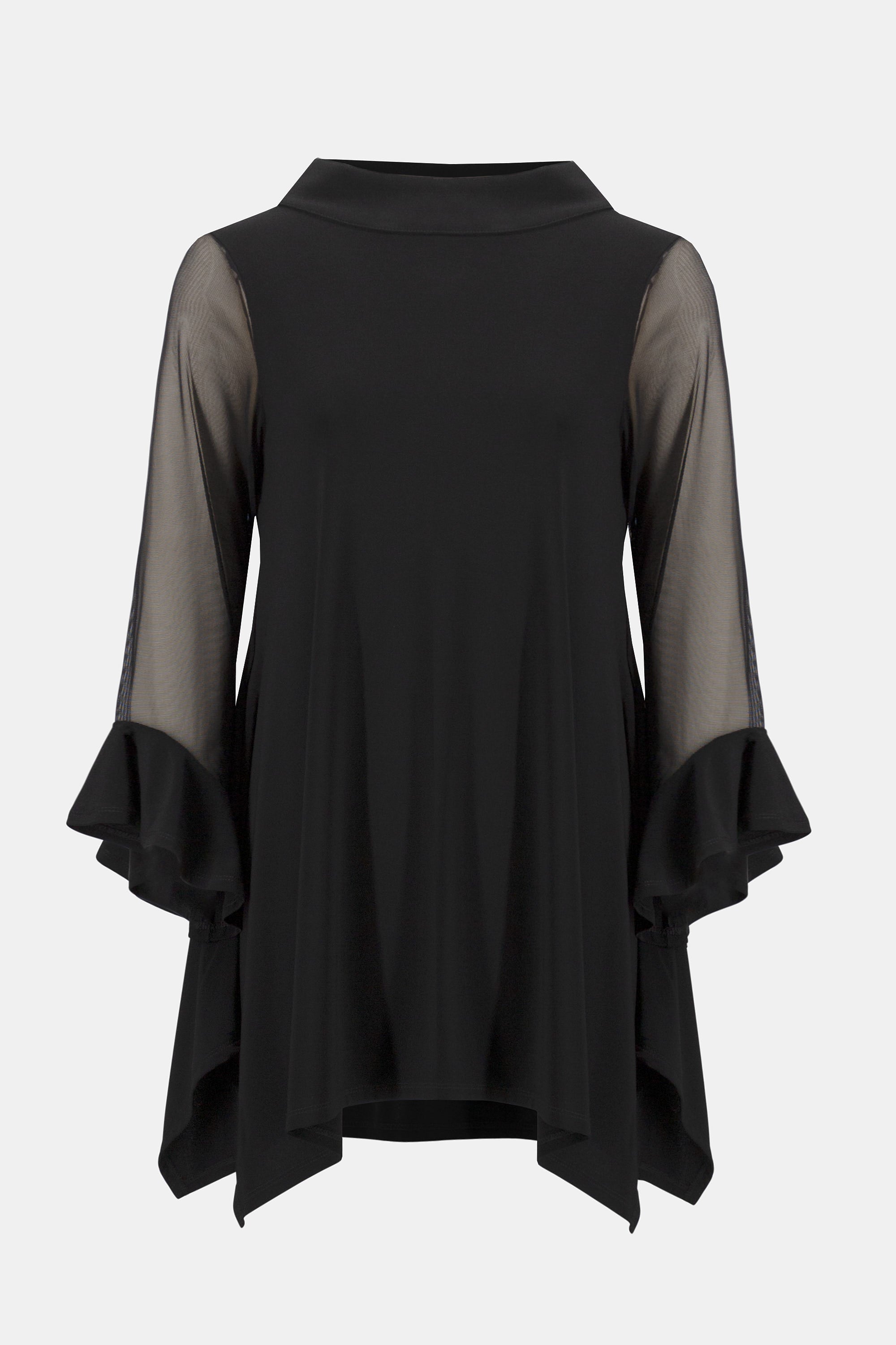 Silky Knit and Mesh Handerkerchief Tunic