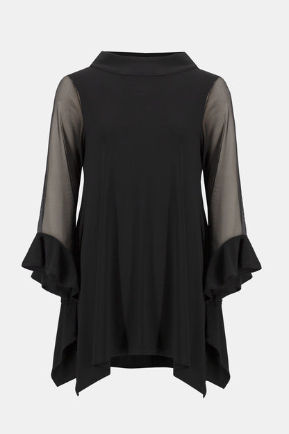 Silky Knit and Mesh Handerkerchief Tunic