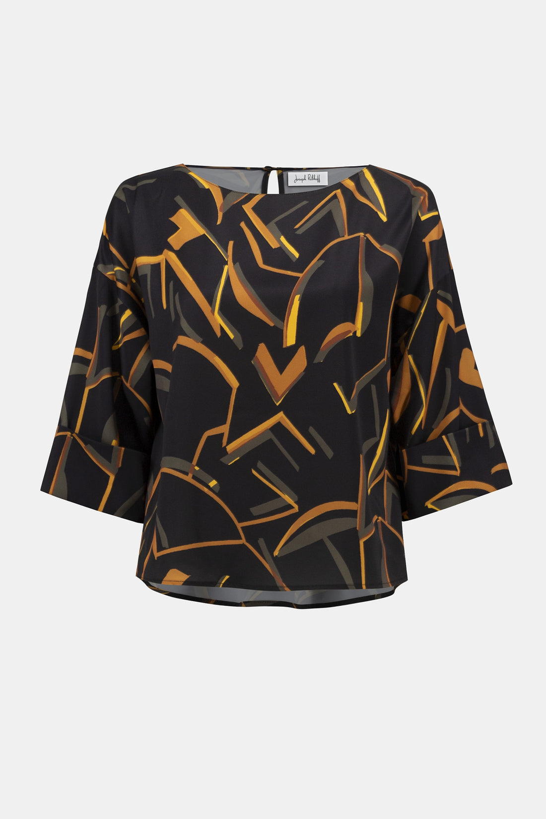 253238 Recycled Woven Geometric Print Boxy Top