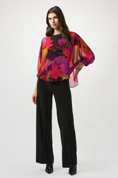 253257 Recycled Chiffon Floral Print Boxy Top
