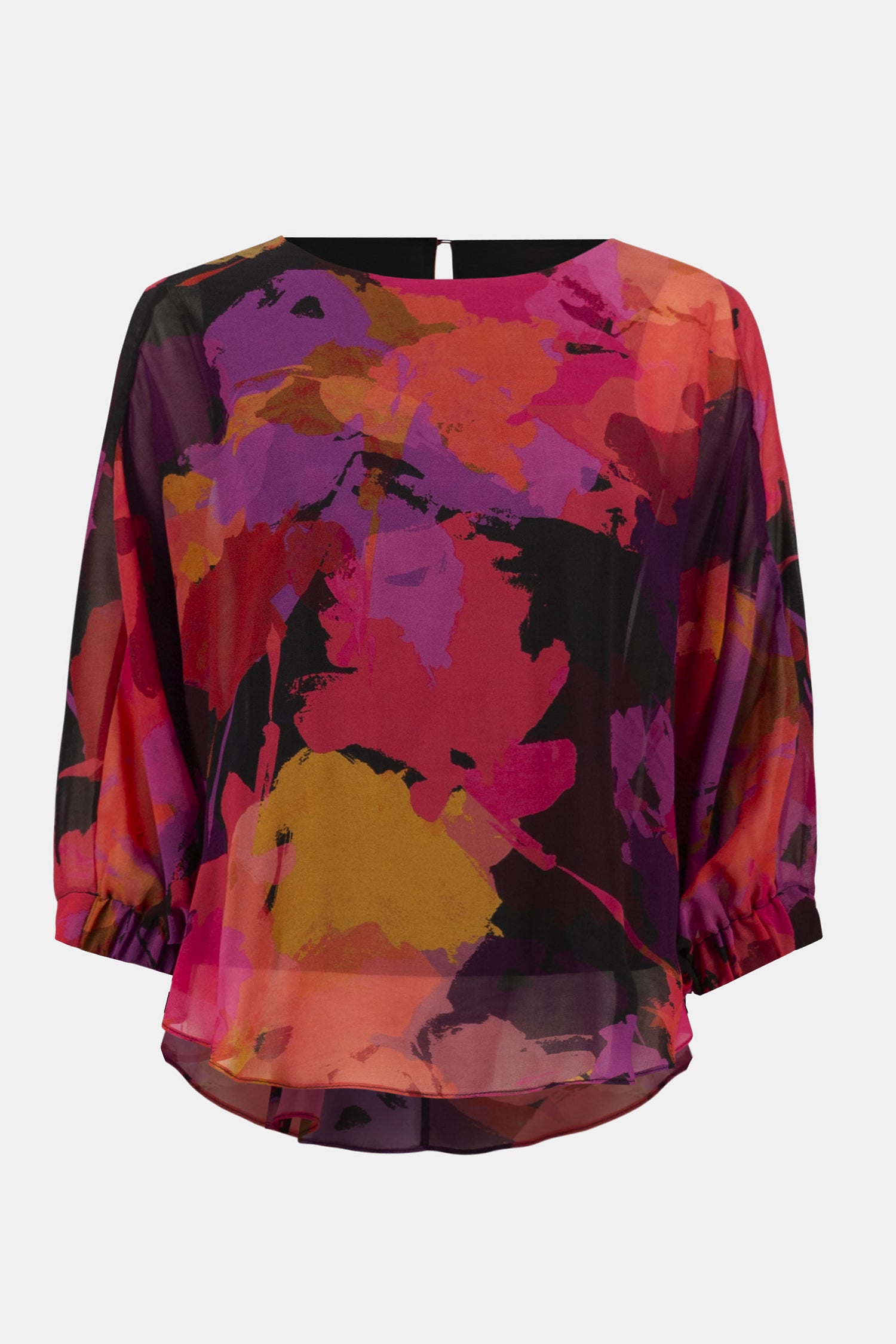 253257 Recycled Chiffon Floral Print Boxy Top