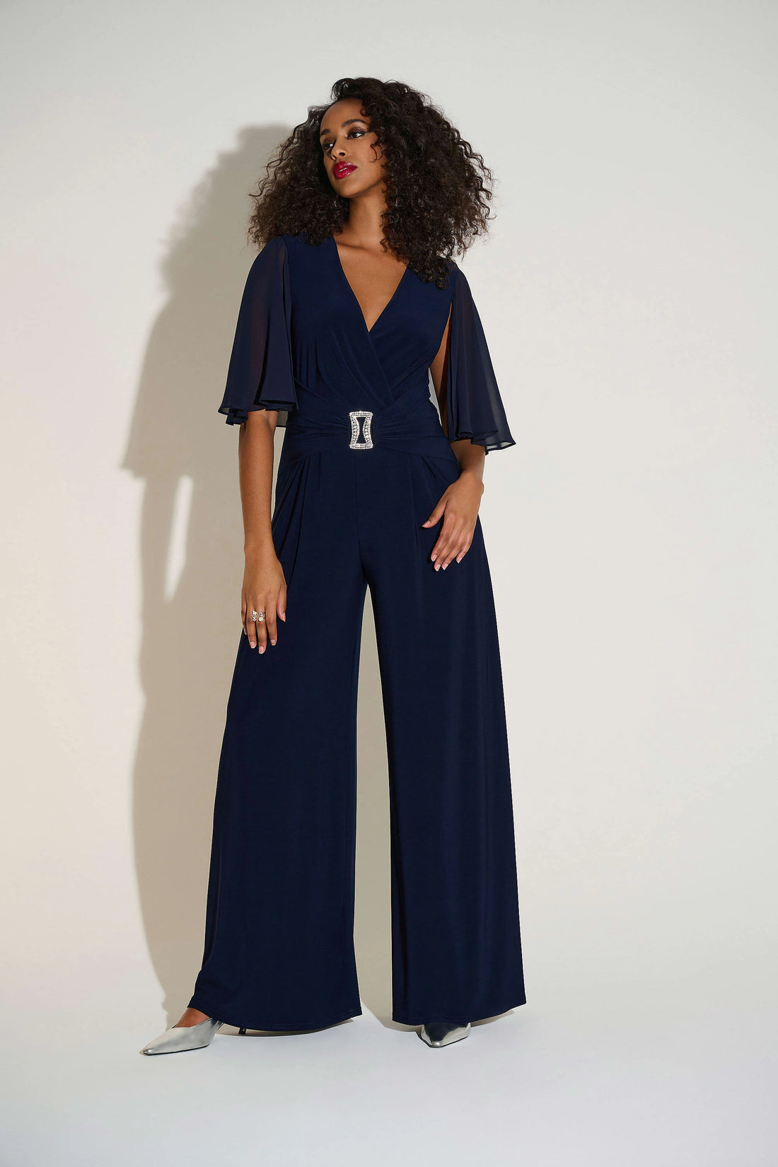 253723 Belted Wide Leg Jumpsuit