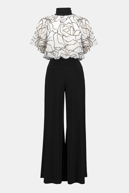253733 Signature | Foiled Chiffon and Silky Knit Wide Leg Jumpsuit